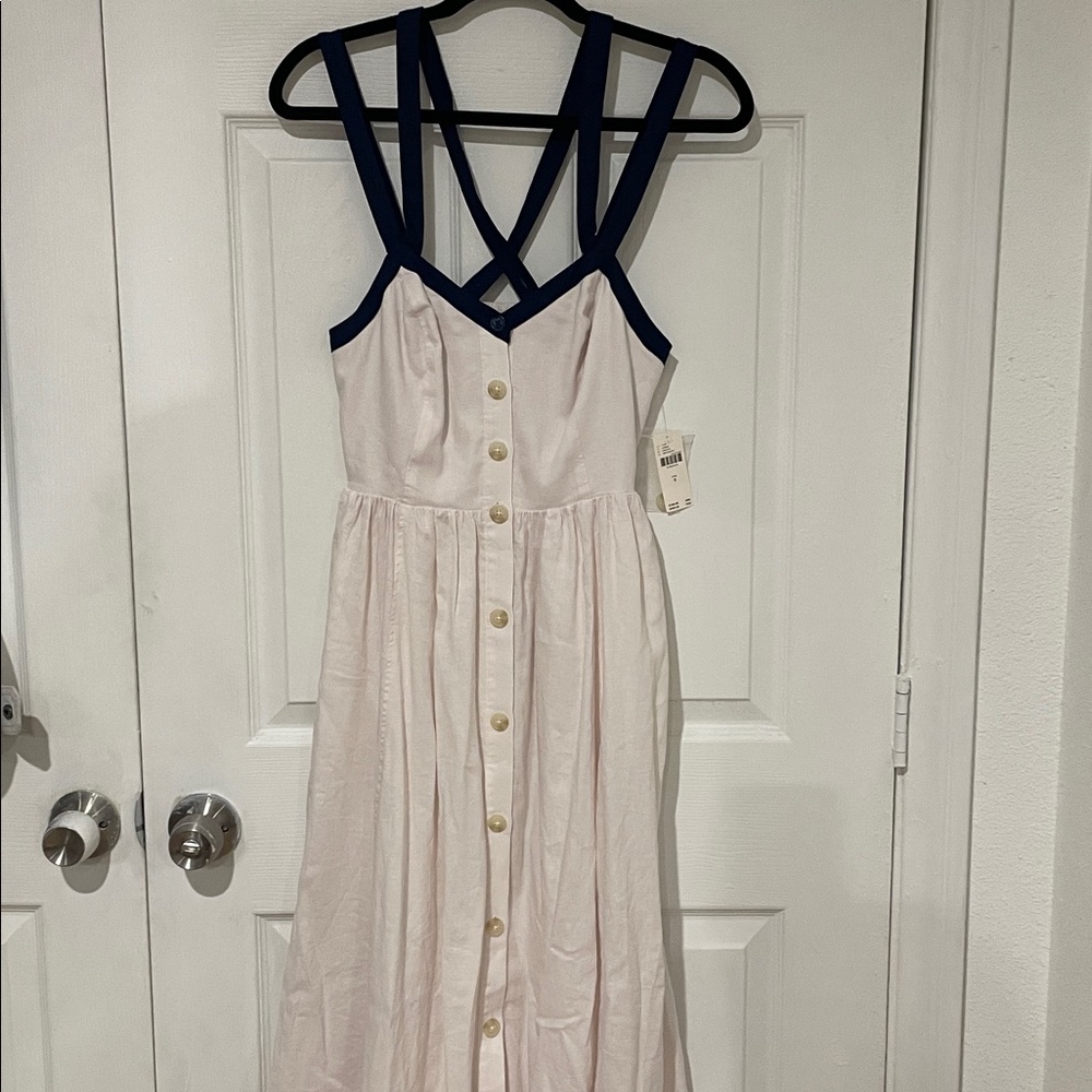 Anthropologie Maeve Navy and White Polka Dot Dress